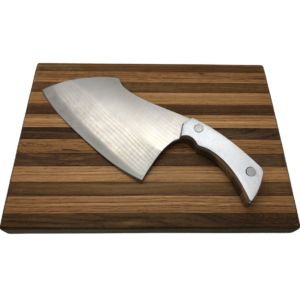 Hand Crafted Stainless Steel Clever with Stainless Handle and Custom Cutting Board